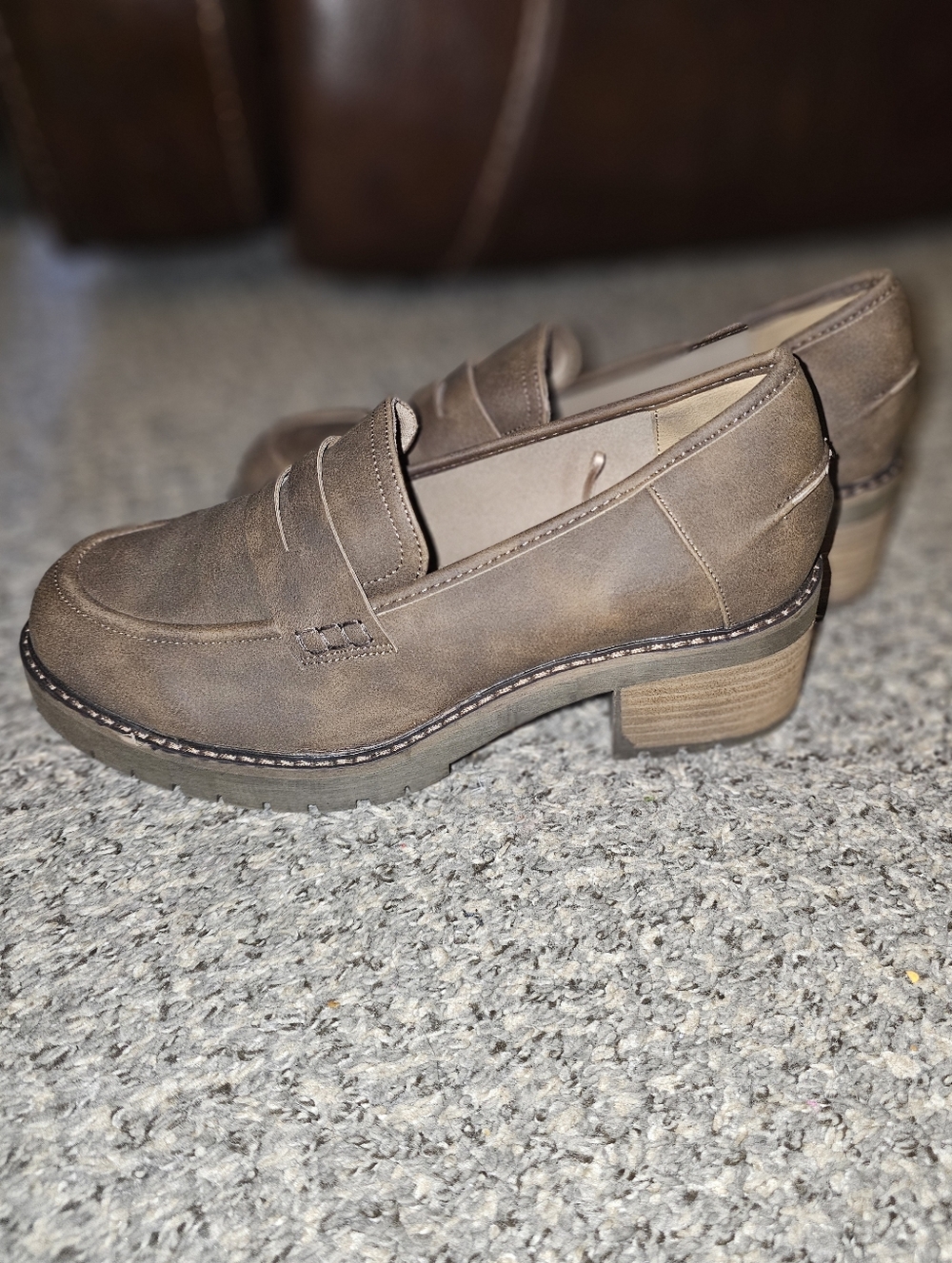 Lane Bryant Brown Leather-Look Penny Loafers